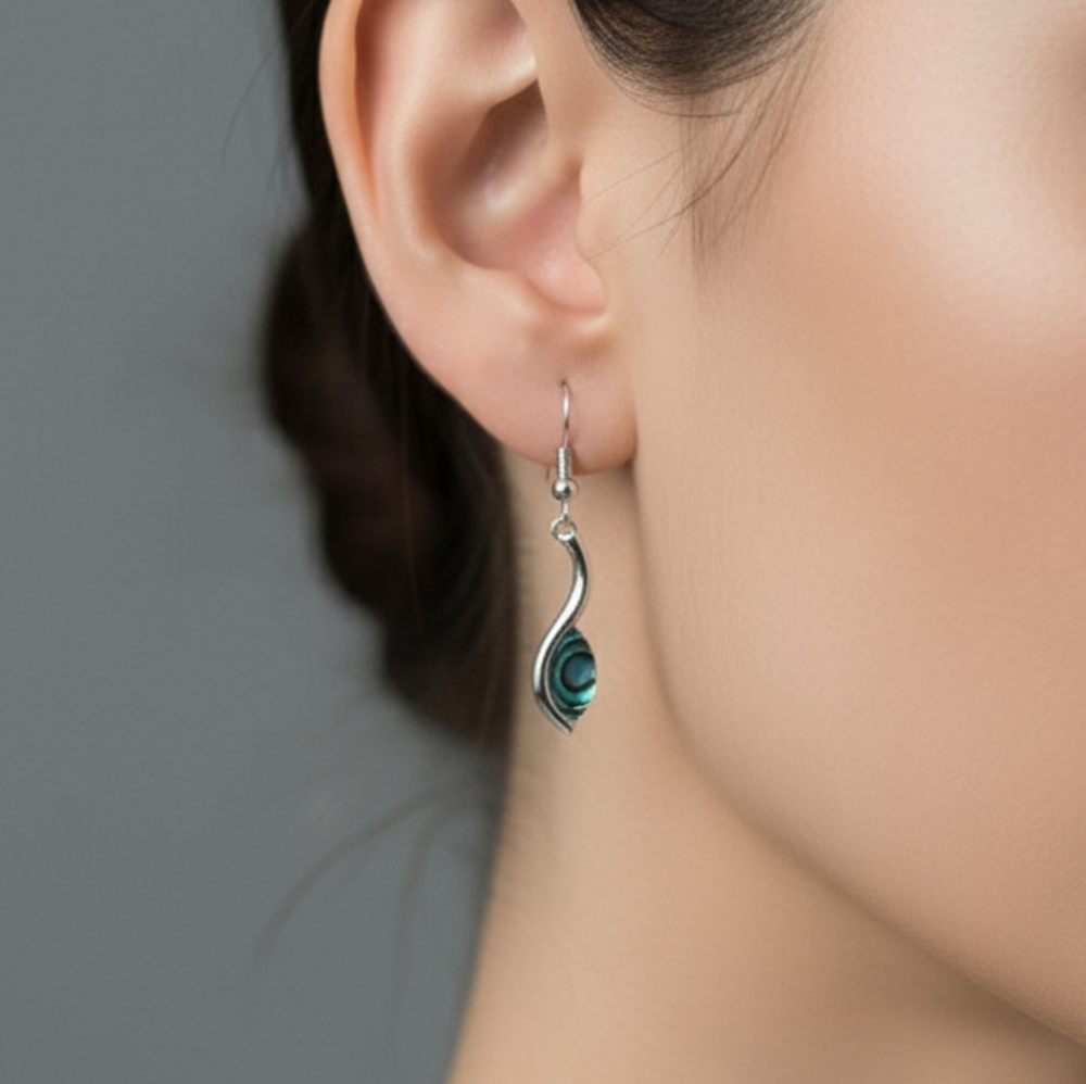 Silver and Blue Gemstone Dangle Earrings